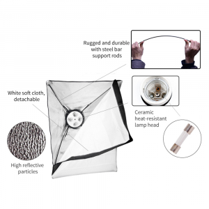 Kit studio foto, 3 lumini softbox, suport fundal 2x3m, 12x bec 45W, 3 panze fundal multicolore si geanta transport [5]