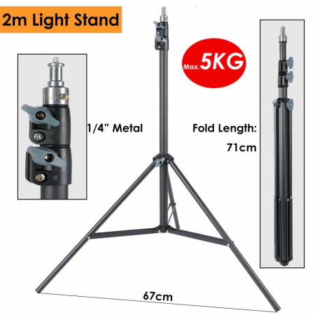 Trepied stativ, filet universal 1/4, reglabil 200 cm, sarcina max 5 kg [2]