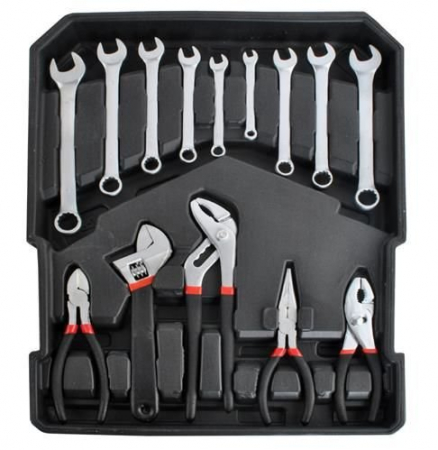 Trusa de scule din aluminiu, tip troler, usor de transportat cu 1000 piese - Gri [5]