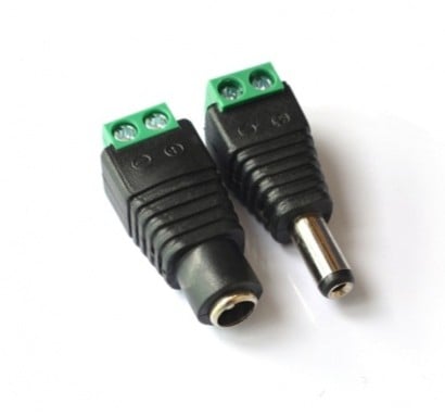 CASA & GRADINA - Adaptor alimentare CCTV DC 2.1/5.5 mm cu terminale cu surub, set 2 conectori mama si tata pentru camere supraveghere, DVR si alimentatoare 12V