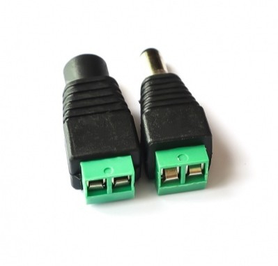 Adaptor alimentare CCTV DC 2.1/5.5 mm cu terminale cu surub, set 2 conectori mama si tata pentru camere supraveghere, DVR si alimentatoare 12V [2]