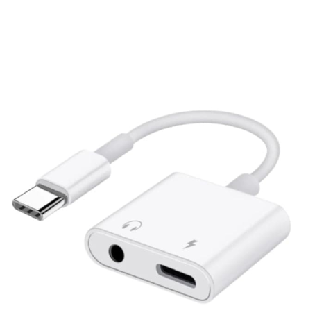 Camere supraveghere - Adaptor audio USB-C la Jack 3.5 mm, compatibil universal, 11 cm, alb