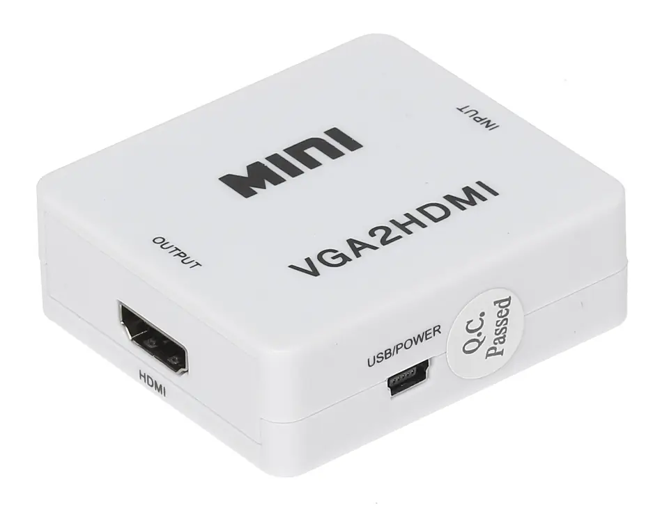 Adaptor convertor alb VGA la HDMI cu audio, alimentare USB, iesire HDMI, intrare VGA, pentru PC, laptop, monitor, televizor si proiector [3]
