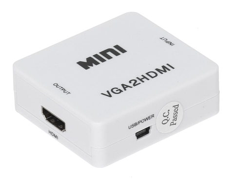 Adaptor convertor alb VGA la HDMI cu audio, alimentare USB, iesire HDMI, intrare VGA, pentru PC, laptop, monitor, televizor si proiector [1]