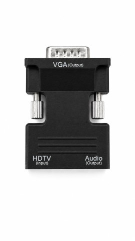 Adaptor convertor negru HDMI la VGA cu iesire audio 3.5 mm, cablu AUX inclus, pentru conectare PC, laptop, TV Box, consola la monitor sau proiector VGA [3]