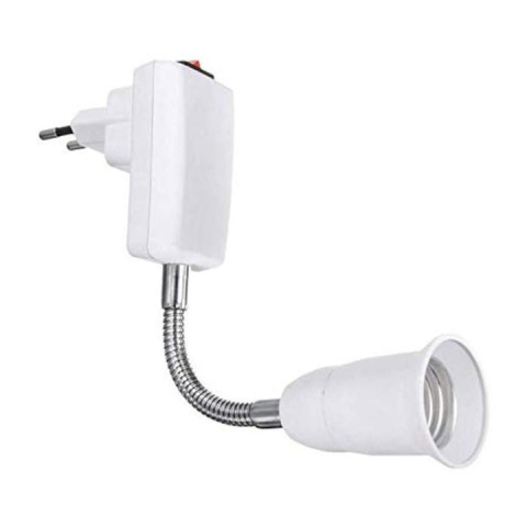 Adaptor dulie E27 alb, 20 cm, cu intrerupator fara fir, convertor pentru becuri LED, brat flexibil reglabil 360 grade, pentru bucatarie, dormitor, restaurant si cafenea [5]