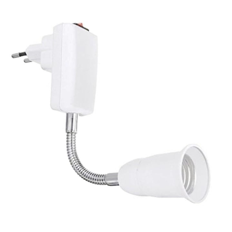 Adaptor dulie E27 cu intrerupator fara fir, convertor pentru becuri LED, reglabil 360 grade, usor de instalat, pentru bucatarie, sufragerie, restaurante si cafenele, plastic, alb