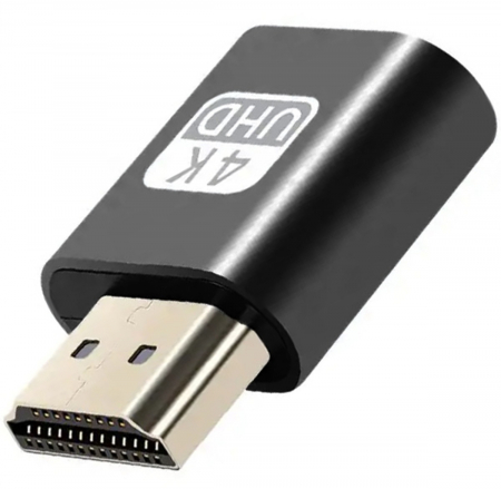 Adaptor-Emulator HDMI dummy 4K DDC EDID pornire GPU fara monitor folosit ca accelerator hardware pentru minat auriu Emulatorul HDMI simuleaza (dummy) conectarea unui monitor cu rezolutie de pana la 4K fara a fi necesara conectarea propriu-zisa a monitorului anuland practic acea conexiune si accelerand procesele de minat prin activarea unitatii de procesare grafica (GPU). Emulatorul permite rezolutii mari 3840 x 2160(4K) @ 60Hz precum si placi grafice independente cu EDID conectarea adaptorului realizandu-se in stil Plug & Play fara a necesita instalare prealabila. Specificatii: Dimensiune: 26 x 20 x 10mm Material: Aluminiu Rezolutie: HDMI: 3840 x 2160 (4K) @ 60Hz / 1080p @ 120Hz [1]