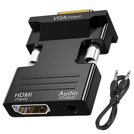 ELECTRONICE - Adaptor HDMI la VGA, Jack 3,5 mm, 1080P, Negru