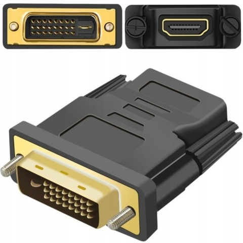 Adaptor HDMI mama la DVI tata, 24+1 pini, compatibil Full HD 1080p, conectori placati cu aur, negru [2]
