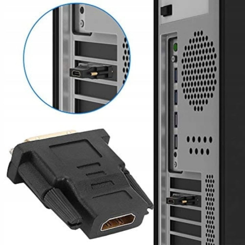 Adaptor HDMI mama la DVI tata, 24+1 pini, compatibil Full HD 1080p, conectori placati cu aur, negru [7]