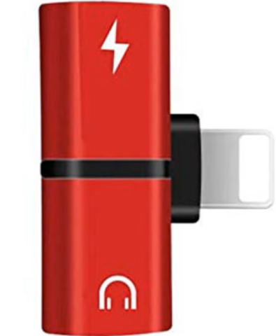 Adaptor Lightning 2 in 1, rosu, splitter pentru incarcare si casti audio, conector dual compact pentru telefon, utilizare simultana audio si alimentare [4]