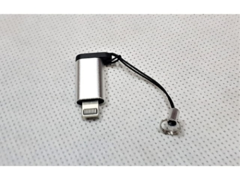 Adaptor Lightning argintiu cu negru, USB-C mama la Lightning tata, convertor Type-C compact cu breloc pentru dispozitive compatibile [5]