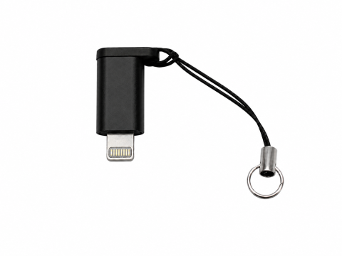 Cabluri USB - Adaptor Lightning la USB-C, negru, convertor compact pentru conectarea cablurilor si accesoriilor, cu snur si inel metalic
