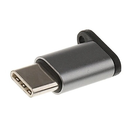 Gadgeturi - Adaptor USB Type C intrare - micro USB iesire cu suport metalic - Argintiu