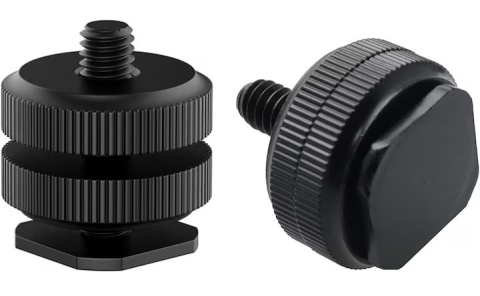 Adaptor negru pentru patina blitz, cu filet 1/4 inch, surub dublu de fixare, suport pentru camera foto, lumina LED, flash si accesorii video [4]