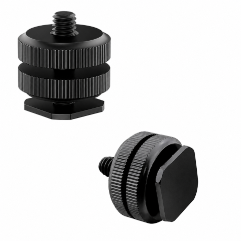Adaptor negru pentru patina blitz, cu filet 1/4 inch, surub dublu de fixare, suport pentru camera foto, lumina LED, flash si accesorii video [1]