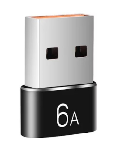 ELECTRONICE - Adaptor USB-A negru 6A la USB-C mama, convertor compact pentru incarcare rapida, transfer date si conectare casti, telefon, tableta, laptop si accesorii USB-C