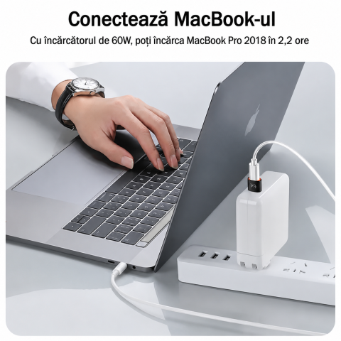 Adaptor USB-A negru 6A la USB-C mama, convertor compact pentru incarcare rapida, transfer date si conectare casti, telefon, tableta, laptop si accesorii USB-C [4]