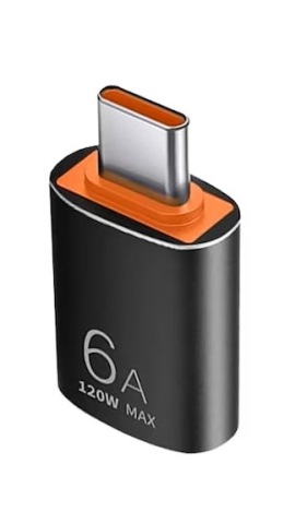 ELECTRONICE - Adaptor USB-C negru 6A 120W Max la USB-A, incarcare rapida si transfer date pana la 10 Gbps, pentru telefon, tableta, laptop si accesorii USB