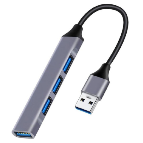 ELECTRONICE - Adaptor USB cu 4 iesiri, transfer rapid de date, USB 3.0 si 2.0, carcasa aluminiu, Plug & Play, pentru laptop si PC