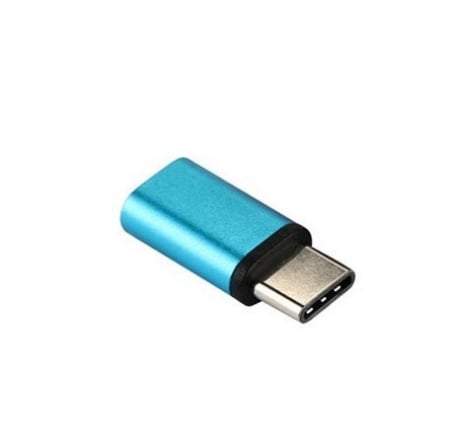 Gadgeturi - Adaptor USB tip C la micro USB pentru diverse dispozitive - Albastru