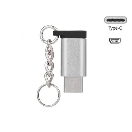 Adaptor USB Type C intrare - micro USB iesire cu suport metalic - Negru [2]