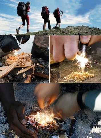 Amnar aprindere foc camping si supravietuire, tija feroceriu 10.8 cm, striker multifunctional cu rigla, rezistent la apa [2]