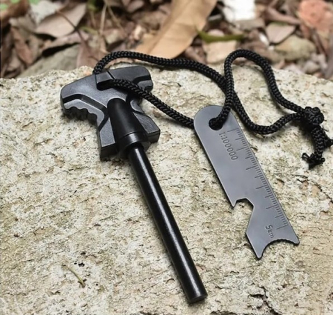 Amnar aprindere foc camping si supravietuire, tija feroceriu 10.8 cm, striker multifunctional cu rigla, rezistent la apa [5]