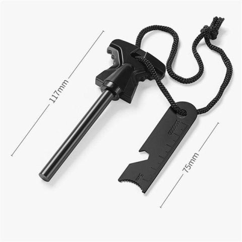 Amnar aprindere foc camping si supravietuire, tija feroceriu 10.8 cm, striker multifunctional cu rigla, rezistent la apa [9]