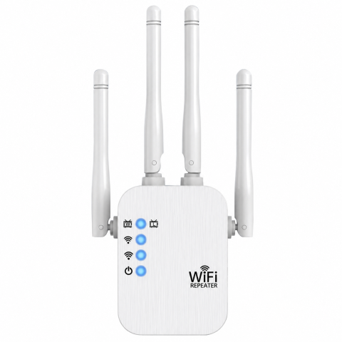 Instrumente LAN - Amplificator semnal WiFi 1200 Mbps Dual Band AC1200, 2.4 GHz + 5 GHz, 4 antene externe, 1 WAN, 1 LAN, WPS, 5 moduri de functionare