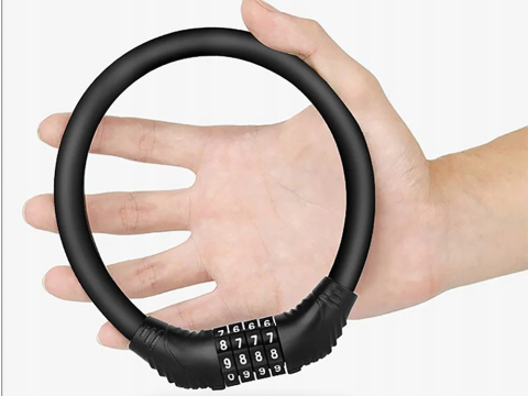 Antifurt bicicleta cu cifru 4 cifre, cablu otel flexibil 20 x 15 cm, combinatie resetabila, pentru bicicleta, trotineta, motocicleta, carucior, negru [2]