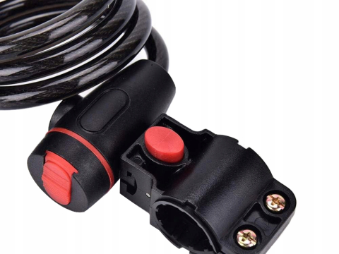 Antifurt bicicleta, negru 120 cm x 10 mm, cablu spiralat cu incuietoare pe cheie, sistem de prindere pe cadru si 2 chei incluse [7]