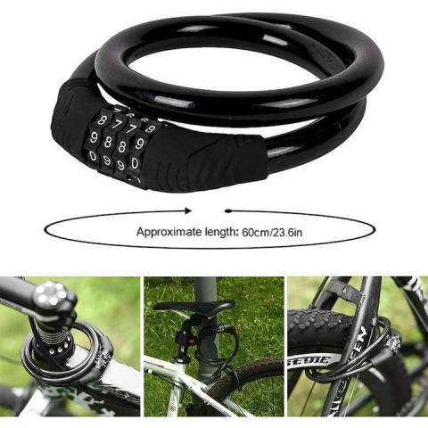 Antifurt cu cifru pentru biciclete, lungime cablu 41 cm, diametru 11mm - Negru [1]