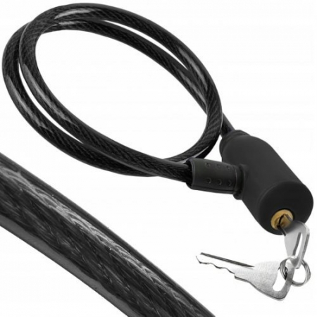 SPORT ȘI ACTIVITĂȚI - Antifurt de bicicleta cu invelis siliconic,cablu flexibil,66 cm - Negru