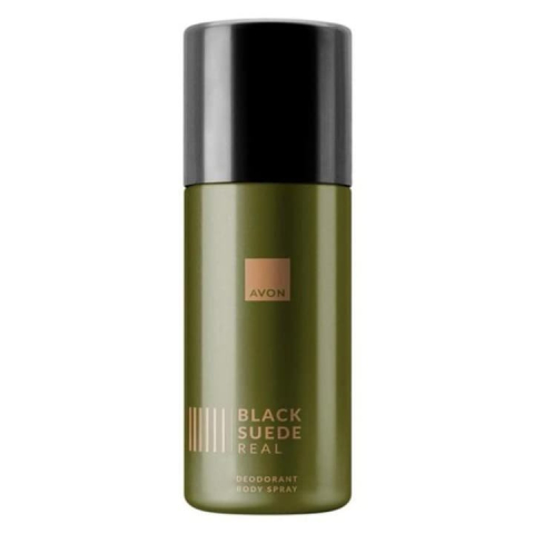 ÎNGRIJIRE PERSONALĂ - Antiperspirant barbati 150 ml, Avon Black Suede Real, deodorant spray parfumat 24 h, aroma fougere lemnoasa, prospetime si controlul transpiratiei