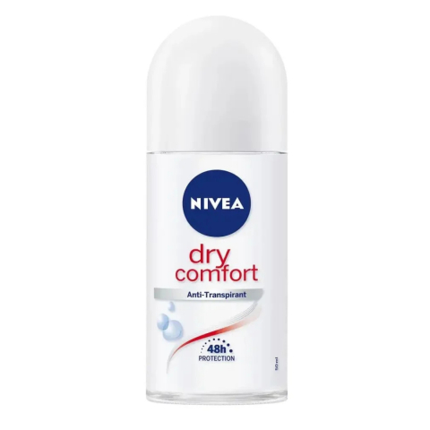 Deodorant & roll-on - Antiperspirant Nivea Dry Comfort roll-on pentru femei, protectie 48h, formula Dual Active, fara alcool etilic si coloranti, pentru axila, 25 ml