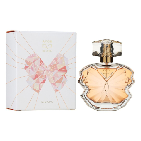 Parfumuri femei - Apă de parfum Avon Eve Become 50 ml – floral, fructată pentru femei, cu note de măr roșu, piersică, acord Butterfly Blossom, lemn de cedru și mosc, ideală pentru purtare zilnică şi seară
