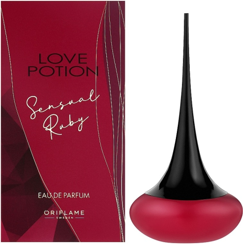 Parfumuri femei - Apa de parfum Love Potion Sensual Ruby Oriflame 50 ml, parfum floral gurmand seducator cu ciocolata rubinie si fructe rosii