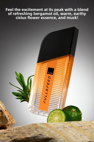 Apă de toaletă Avon Full Speed pentru bărbați 100 ml – parfum fougere-citric cu note de bergamotă, cardamom și mosc, pentru bărbatul activ și pasionat de libertate [1]