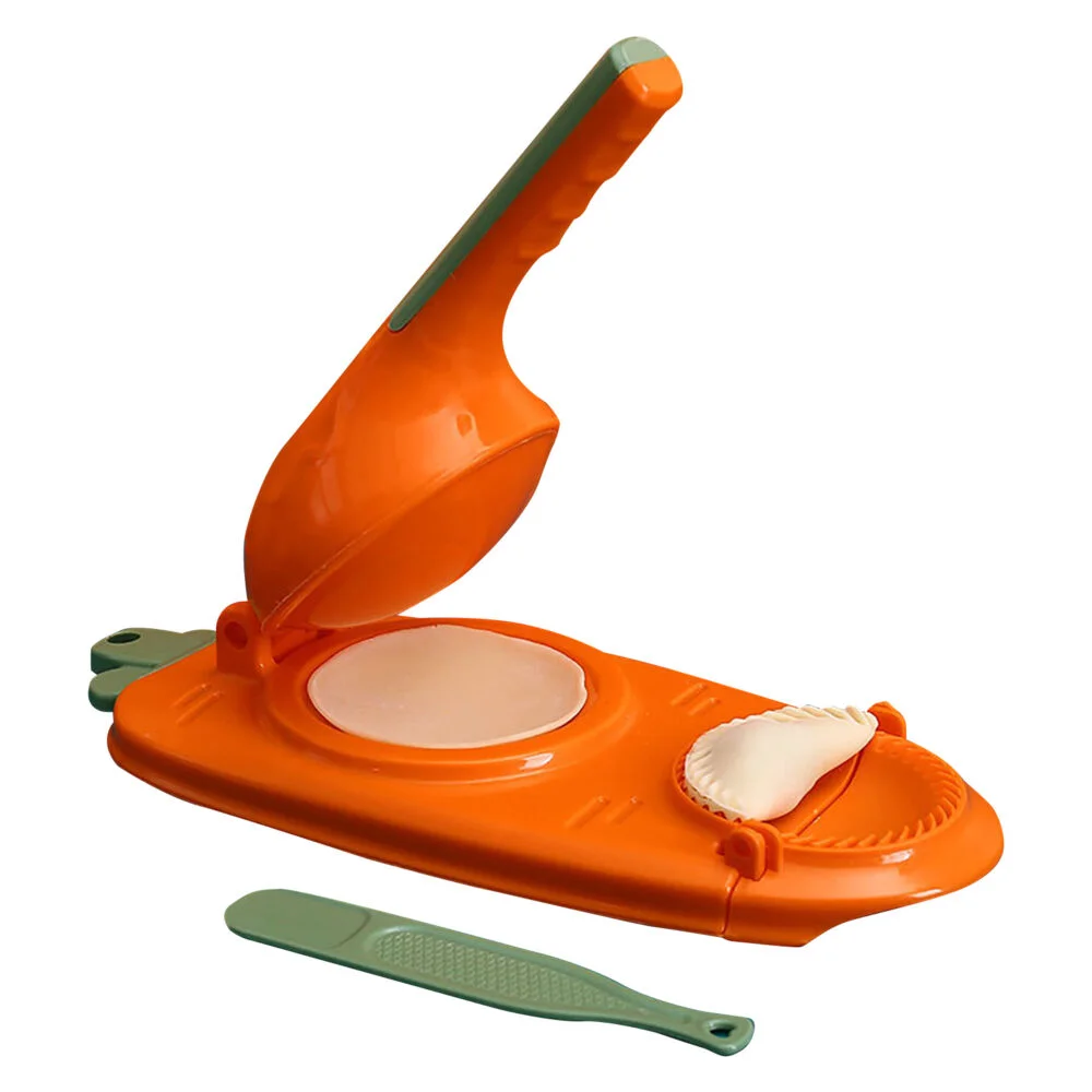Cutite si tacamuri - Aparat 2 in 1 pentru Galuste si Coltunasi, Presa si Forma pentru Umplere Aluat, 23.5 x 20 cm, Plastic Alimentar, Portocaliu