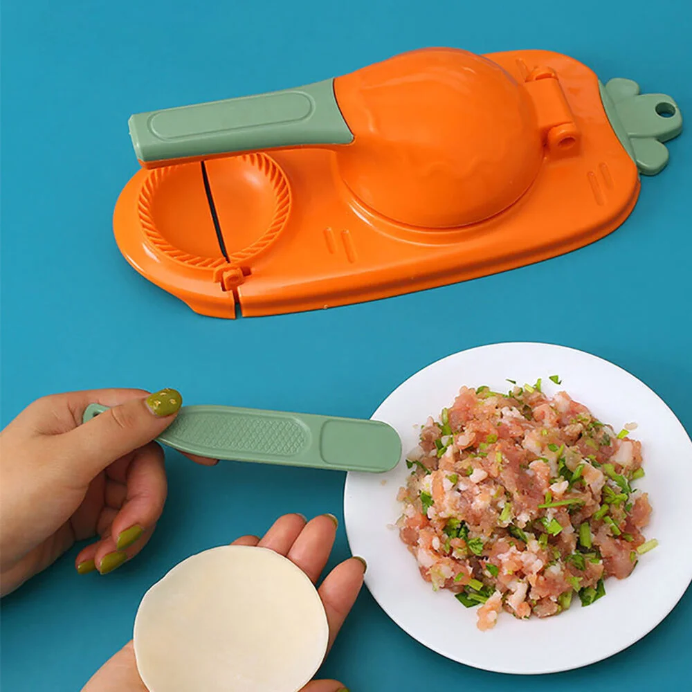 Aparat 2 in 1 pentru Galuste si Coltunasi, Presa si Forma pentru Umplere Aluat, 23.5 x 20 cm, Plastic Alimentar, Portocaliu [2]