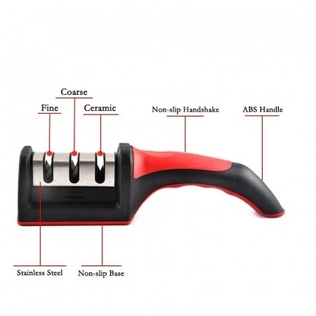 Aparat profesional universal pentru ascutit cutite,cu maner anti alunecare si 3 niveluri [2]
