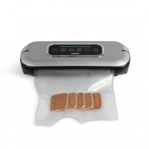 CASA & GRADINA - Aparat de vidat electric portabil cu functie automata de sigilare, control digital, 85 w, lama de taiere integrata, accesorii incluse si vidare uscata sau umeda, negru argintiu