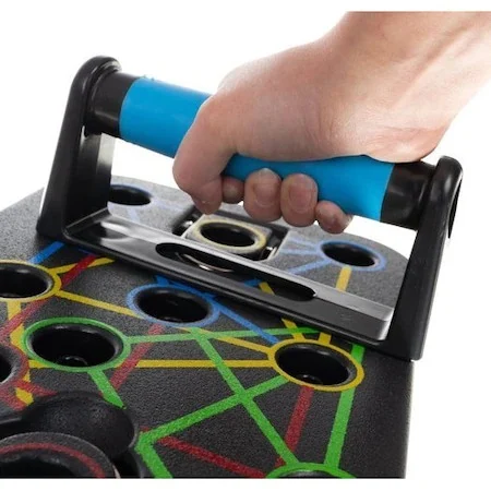 Aparat multifunctional pentru flotari cu 2 corzi de rezistenta, placa pliabila pentru antrenament complet, manere ergonomice, sistem codificat pe culori [3]