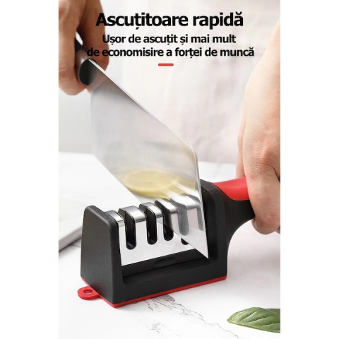 Aparat profesional universal pentru ascutit cutite, foarfeci, cu maner anti alunecare si 4 niveluri [1]