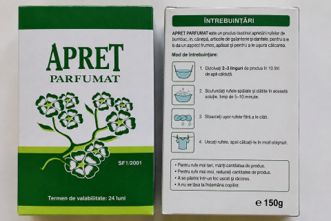 Apret parfumat pentru rufe 150 g, pentru apretarea tesaturilor, reda fermitate si prospetime hainelor dupa calcare [3]