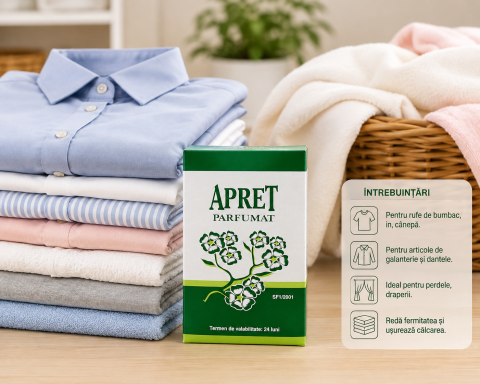 Apret parfumat pentru rufe 150 g, pentru apretarea tesaturilor, reda fermitate si prospetime hainelor dupa calcare [2]