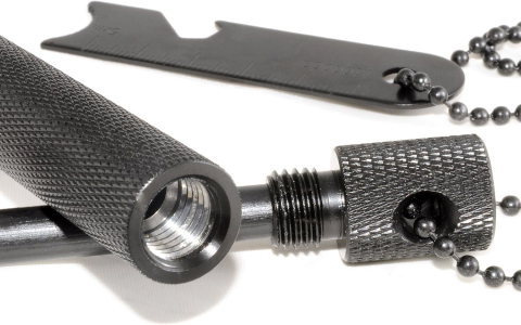 Aprinzator foc cu magneziu si tija feroceriu, kit supravietuire cu protectie si rigla integrata, rezistent, negru [4]