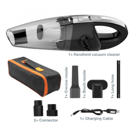 Aspiratoare auto - Aspirator auto 120W, alimentare USB, accesorii incluse + husa - Negru